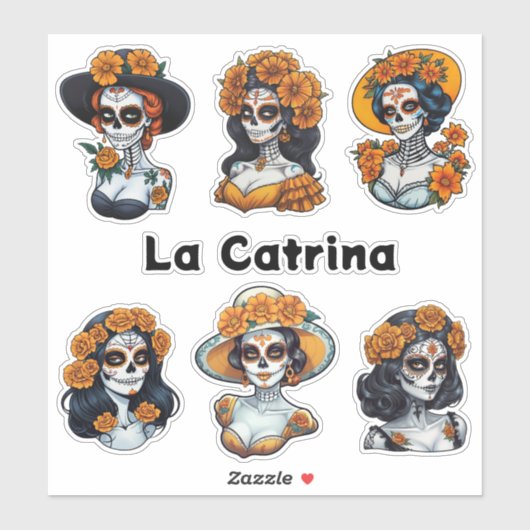 La Catrina Custom-Cut Vinyl Sticker (Blatt)