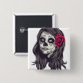 La Catrina - Dia De Los Muertos Button (Vorne & Hinten)
