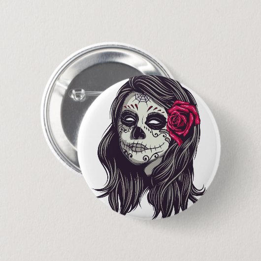 La Catrina - Dia De Los Muertos Button (Vorne & Hinten)