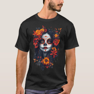 La Catrina Floral Sugar Skull - Day Mexican Skul C T-Shirt