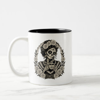 La Catrina Geschenk La Catrina con Café Design, Ta Zweifarbige Tasse
