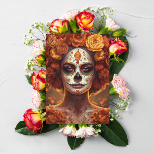 La Catrina Ringelblume Tag der Toten Zuckerschädel Karte