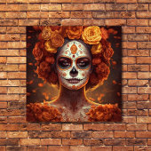 La Catrina Ringelblume Tag der Toten Zuckerschädel Poster