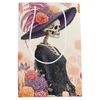 La Catrina Skeleton Lady Day of the Dead Decoupage Mittlere Geschenktüte