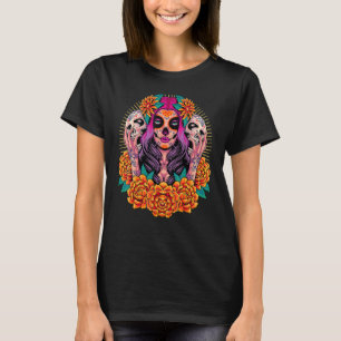 La Catrina Totenkopf Blumen Dia De Los Muertos T-Shirt