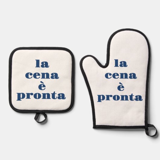 La Cena E Pronta Schürze Ofenhandschuh & Topflappen-Set (Vorderseite)