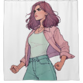 "LA CHICA BRAVA" SHOWER CURTAIN - "DEFIANT" DUSCHVORHANG (Vorderseite)