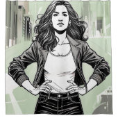 "LA CHICA BRAVA" SHOWER CURTAIN - FIERCE DUSCHVORHANG (Vorderseite)