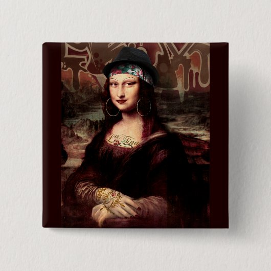 La Chola Mona Lisa Mexikanisch Button (Vorderseite)