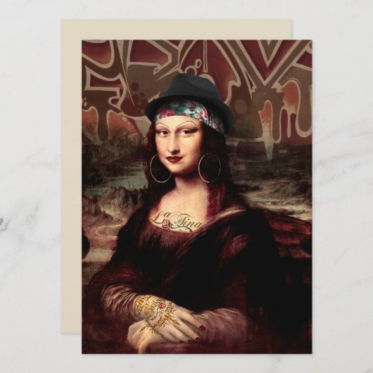 La Chola Mona Lisa Mexikanisch Einladung (Vorne/Hinten)