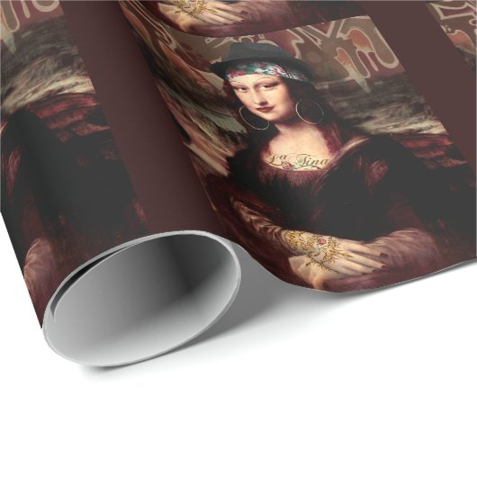 La Chola Mona Lisa Mexikanisch Geschenkpapier (Rolleneckpunkt)