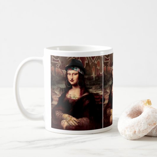 La Chola Mona Lisa Mexikanisch Kaffeetasse (Mit Donut)