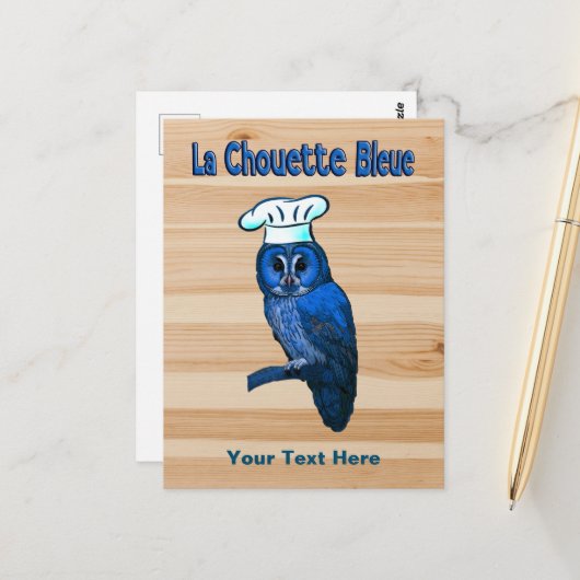 La Chouette Bleue Café Postkarte (Vorderseite/Rückseite Beispiel)