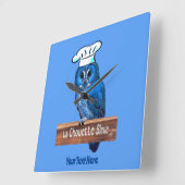 La Chouette Bleue Café Quadratische Wanduhr (Winkel)