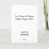 La Classe de Danse durch Edgar Degas Karte (Rückseite)