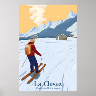 La Clusaz Skigebiet Reiseplakat Poster