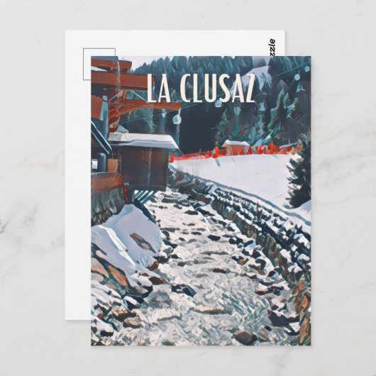 La Clusaz Skistation Postkarte (Vorne/Hinten)