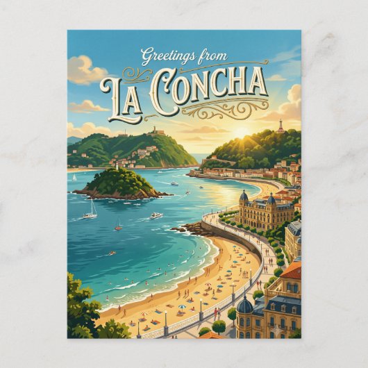 La Concha Strand Spanien Postkarte (Vorderseite)