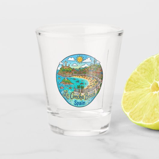 La Concha Strand Spanien Schnapsglas (Vorderseite)