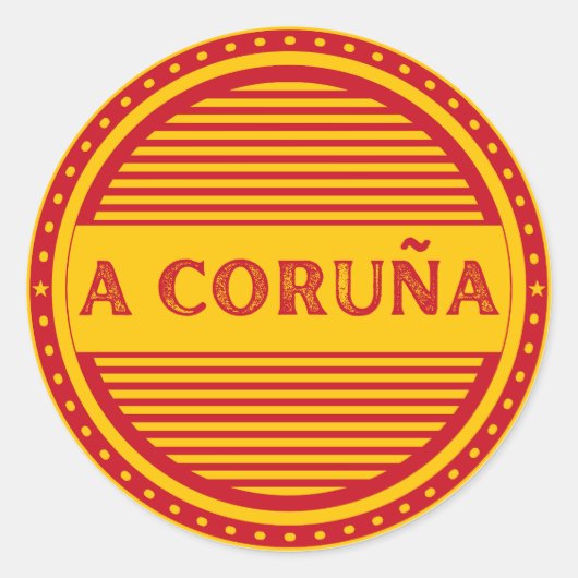 La Coruña City Pride Emblem – Spanische Identität Runder Aufkleber (Vorderseite)