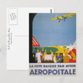La Cote baskque Par Avion Postkarte (Vorne/Hinten)