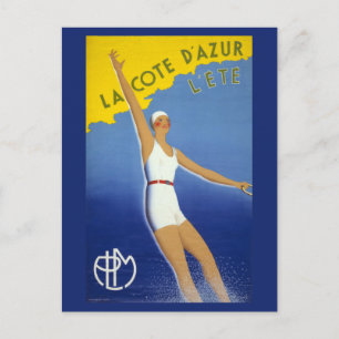 La Cote d'Azur l'ete Vintage Poster restauriert Postkarte