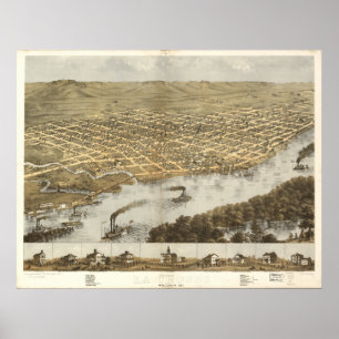 La Crosse WI 1867 Antique Panoramabalkarte Poster