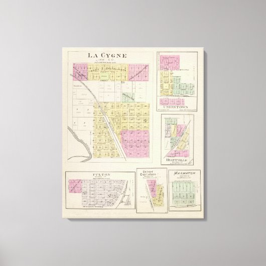 La Cygne, Uniontown, Hiattville, Fulton, Kansas Leinwanddruck (Vorderseite)