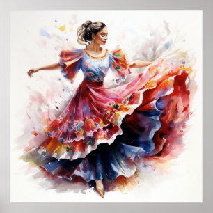 La Danza de Colores, Folklórico, Aquarellkunst Poster