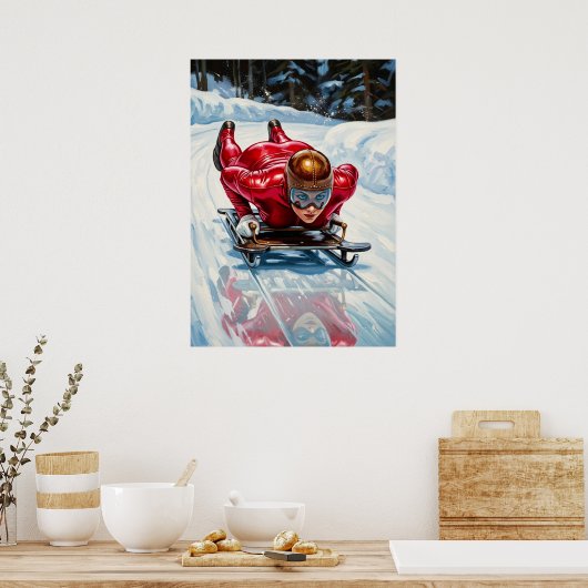 LA DESCENTE EN SKELETON (Skelettabfahrt) Poster (Küche)