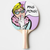 La-Di-Da Lady Pop Art Ping Pong Paddle