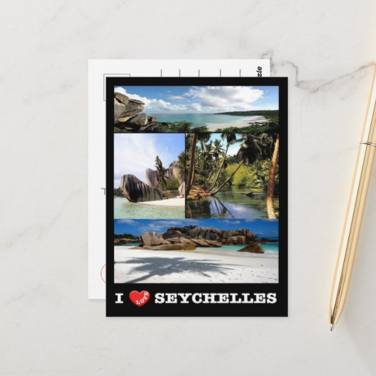 La Digue - Seychellen - I Liebe - Postkarte (Vorderseite/Rückseite Beispiel)
