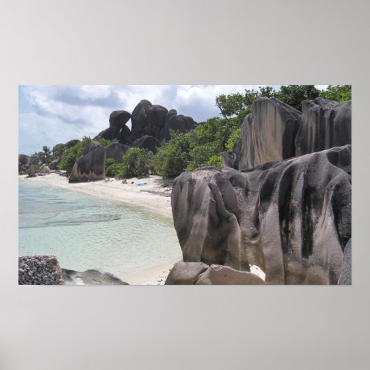 La Digue, Seychellen, Strand, Felsen Poster (Vorne)