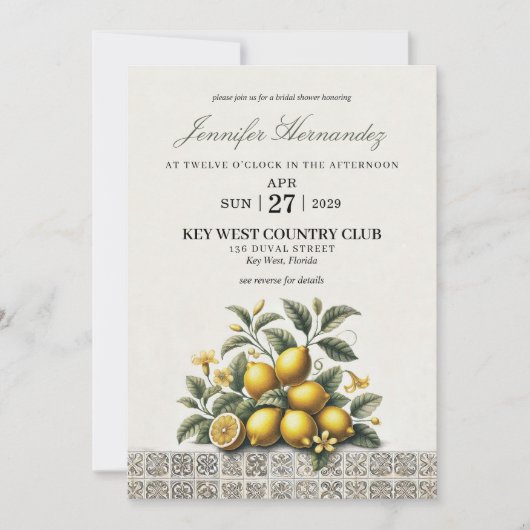 La Dolce Lemons Bridal Shower Einladung (Vorderseite)