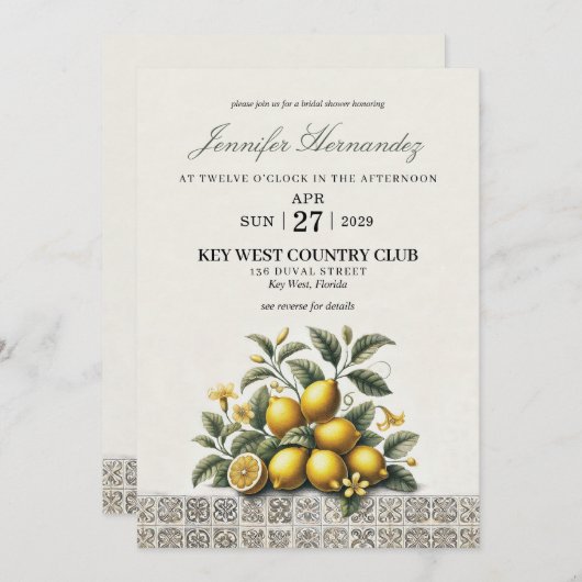 La Dolce Lemons Bridal Shower Einladung (Vorne/Hinten)