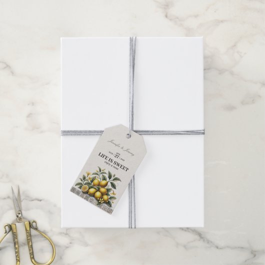 La Dolce Lemons Bridal Shower Geschenkanhänger (Mit Garn)