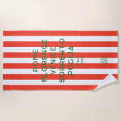 La Dolce Vita 5 Reiseziele Rotes Italien Streifen Strandtuch (Vorderseite)