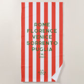 La Dolce Vita 5 Reiseziele Rotes Italien Streifen Strandtuch (Vorderseite)