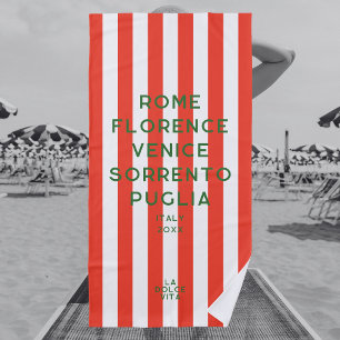 La Dolce Vita 5 Reiseziele Rotes Italien Streifen Strandtuch