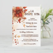La Dolce Vita All-in-one Italienische Rote Hochzei Einladung (Stehend Vorderseite)
