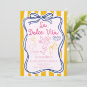 La Dolce Vita Beach Party Bachelorette Einladung (Stehend Vorderseite)