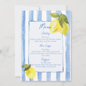 La Dolce Vita blauer Streifen Zitronen Menü Karten (Vorderseite)