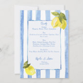 La Dolce Vita blauer Streifen Zitronen Menü Karten (Rückseite)