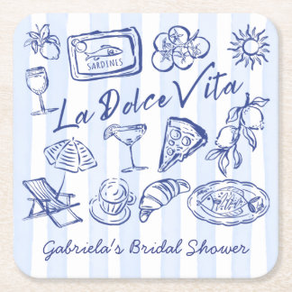 La dolce vita blue Italian bridal shower favors Rechteckiger Pappuntersetzer