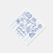 La dolce vita blue stripes Italian bridal shower Serviette (Ecke)