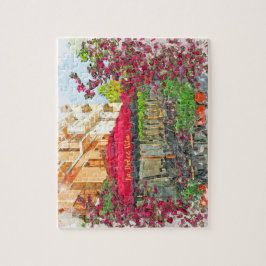 La Dolce Vita Café im Italien-Aquarell-Puzzlespiel Puzzle