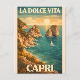 La Dolce Vita - Capri Vintage Reiseposter Einladungspostkarte