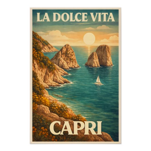 La Dolce Vita Capri Vintage Travel Poster (Vorderseite)