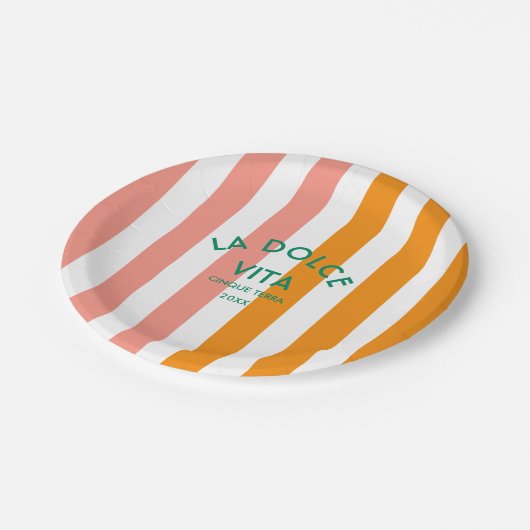La Dolce Vita Cinque Terra Cabana Runde Pappteller (Schrägansicht)