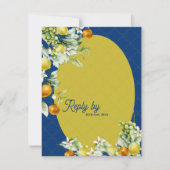 La Dolce Vita Citrus Blue Gold QR Code Wedding RSVP Karte (Vorderseite)